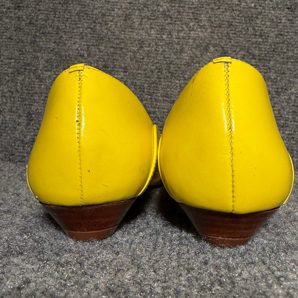 Vintage 80s Calico Yellow Leather Ballet Flats Womens 7 Brazil Perforated - Picture 5 of 9
